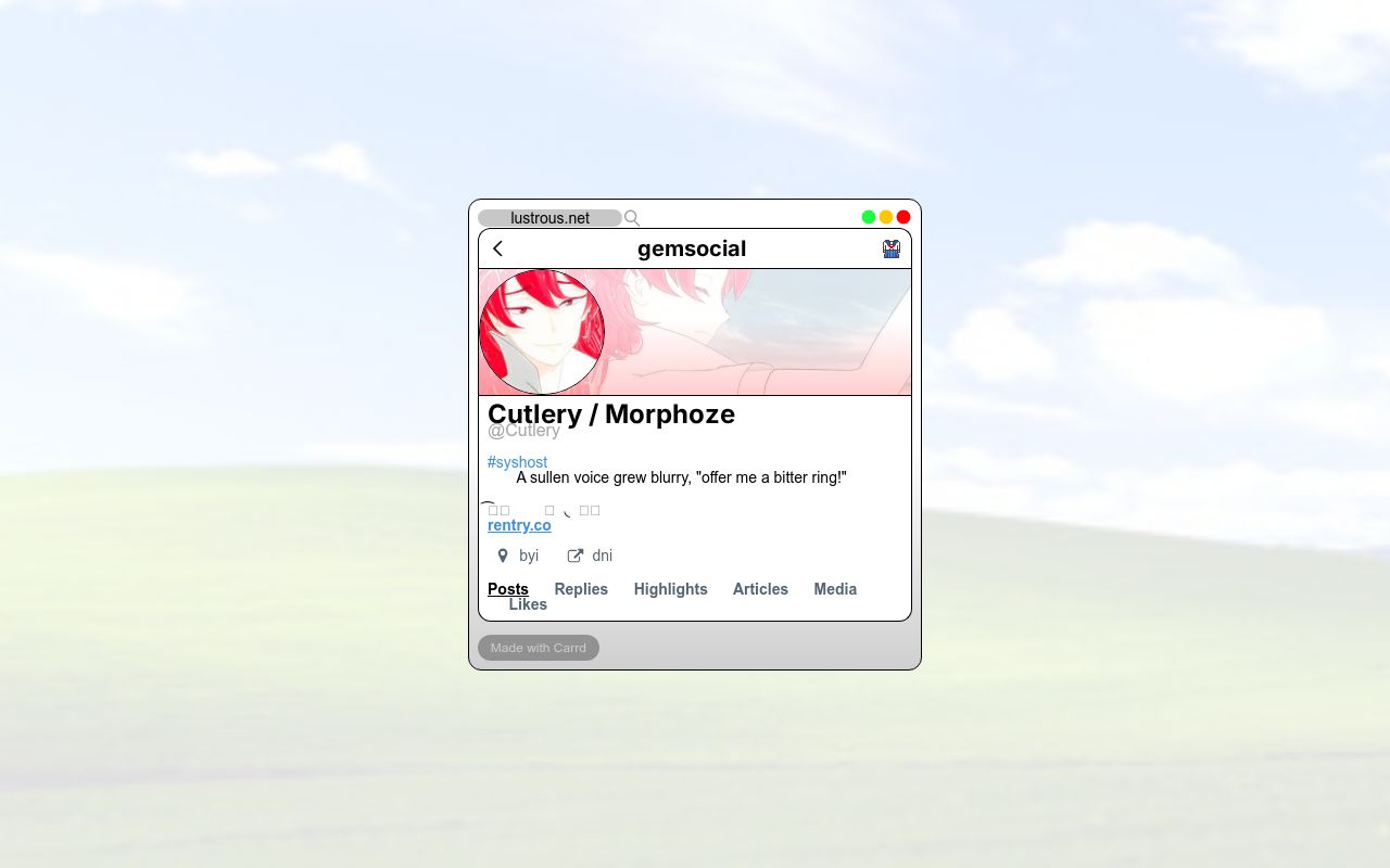 Carrd profile picture for @cutlery